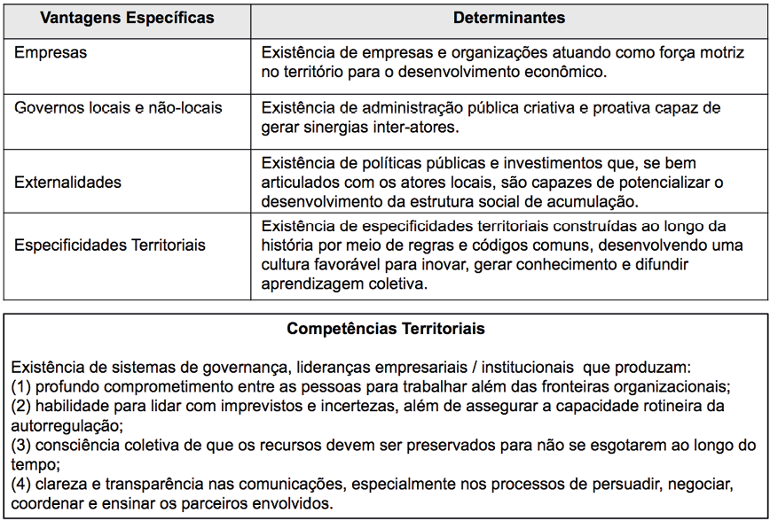 Vantagens espec&iacute;ficas e compet&ecirc;ncias territoriais