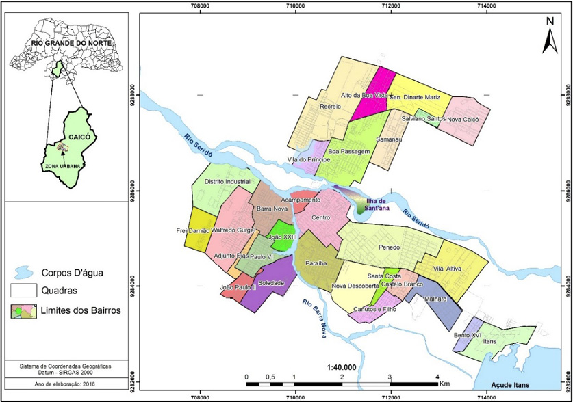 Cidade de Caic&oacute;, por bairros &ndash; 2016
