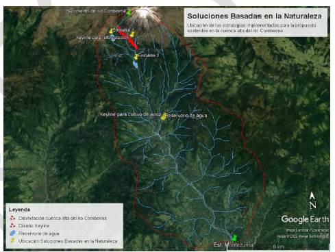Ubicaci�n de las Soluciones Basadas en la Naturaleza en la cuenca alta del r�o Combeima. 