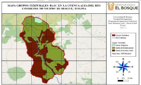 Grupos texturales IGAC de la cuenca alta del r�o Combeima municipio de Ibagu�, Tolima. 
