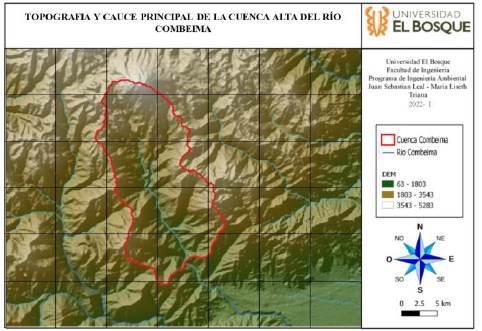 Mapa topogr�fico de la cuenca del r�o Combeima