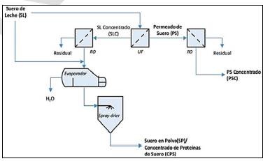 Proceso de obtenci�n de concentrado de prote�nas de suero.