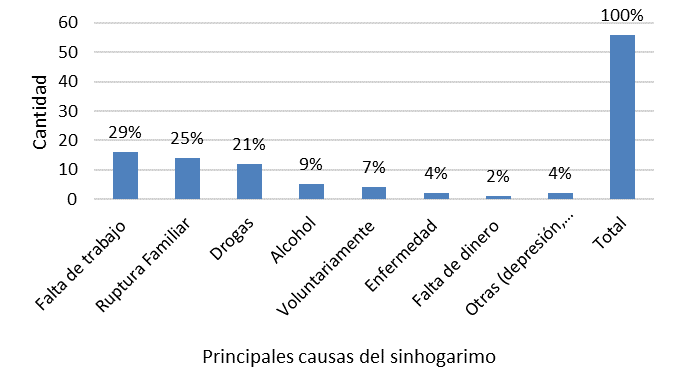 Distribuci�n general de la poblaci�n encuestada, seg�n principales causas del sinhogarismo