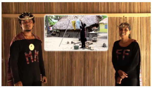 Mane Matenek (Jose Antonio Carvalho Martins) e Feto Fantastiku (Jacinta de Sousa Pereira), o super-casal pacificador da vida cotidiana ensina que o homem também pode pendurar a roupa no varal. Feto Fantastiku: Stopping Gender Based Violence , 2015.76