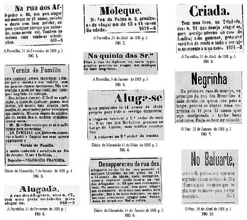 An&uacute;ncios de trabalho: 1&ordm;semestre de 1888