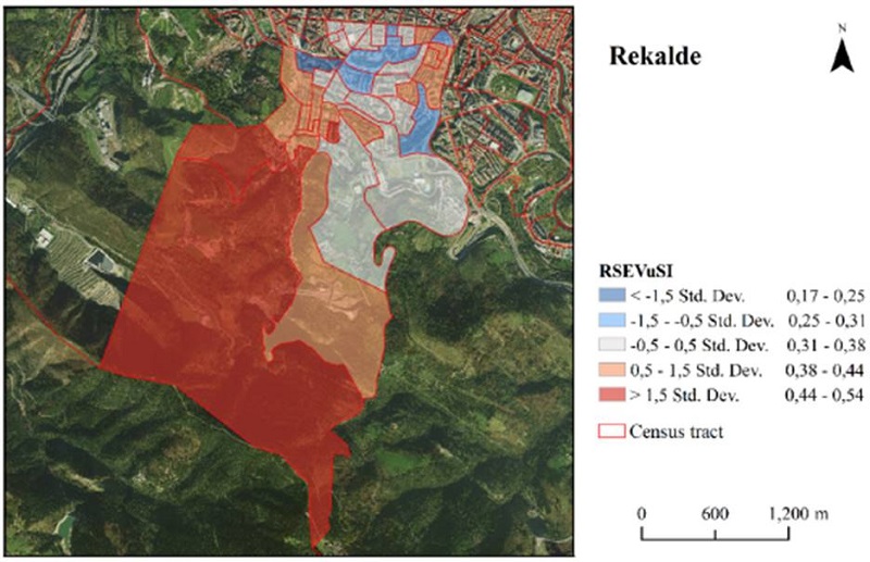 The RSEVuSI results per census tract in the Rekalde District.