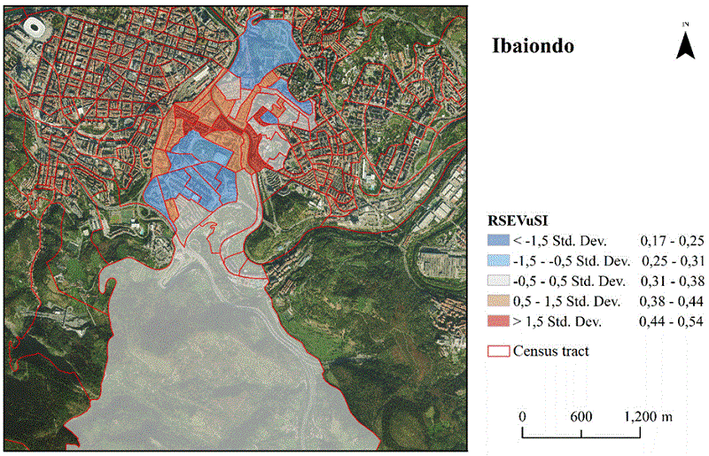 The RSEVuSI results per census tract in the Ibaiondo district.