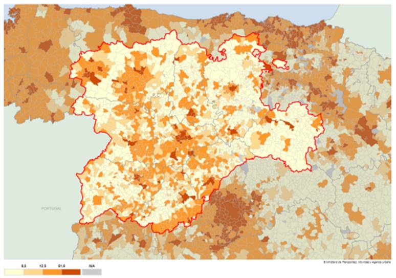 Densidad de poblaci�n en 2001 (hab./km2)