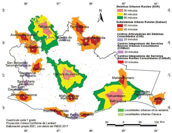 Regiones funcionales del estado de Oaxaca seg�n la Sedatu