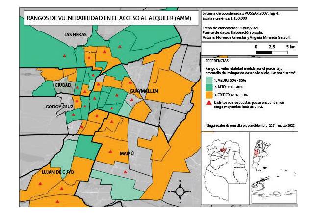Mapa de vulnerabilidad sociohabitacional medida sobre ingresos/alquiler