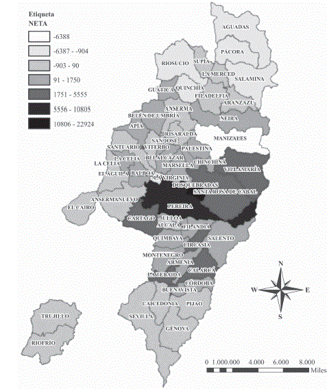 Cartograf&iacute;a y autocorrelaci&oacute;n espacial de la migraci&oacute;n en el PCC