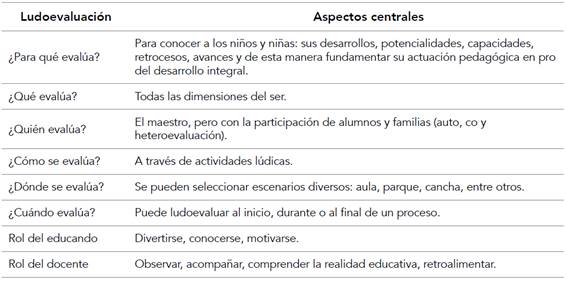 Aspectos centrales de la ludoevaluaci&oacute;n