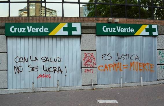 Local de cadena de farmacia Cruz verde en el centro de Santiago, 14 de noviembre 2019