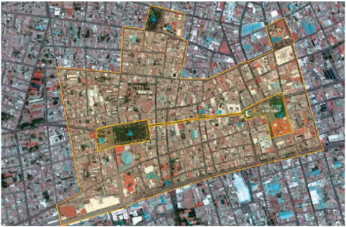 &ldquo;Delimitaci�n de la Zona declarada como Patrimonio de la Humanidad por la Unesco dentro del Camino Real de Tierra Adentro, sitio Centro Hist�rico de Aguascalientes&rdquo;, 2010.