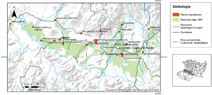 Sitios con Planos Reguladores en la Tierra Caliente del Tepalcatepec durante la d�cada de 1950.