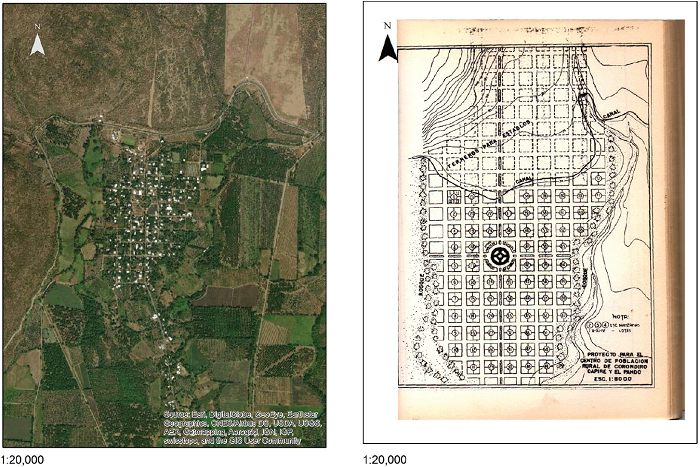 Capire, Pando y Cor�ndiro, en la actualidad y su plano regulador, publicado en 1955.