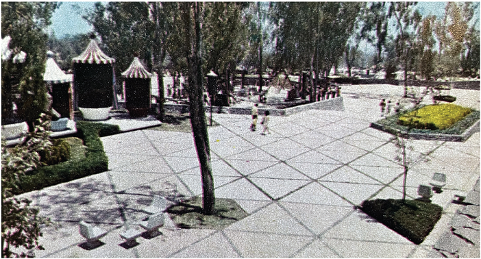 Edmundo Rodríguez, aspecto general de un parque tipo para el ddf. En primer plano las bancas para el DDF, (parque no identificado).