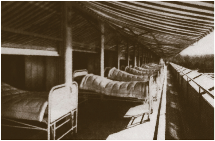 Disposici�n de camas mirando hacia el exterior en el Sanatorio Sonnenblick, de Werner Hebebrand.