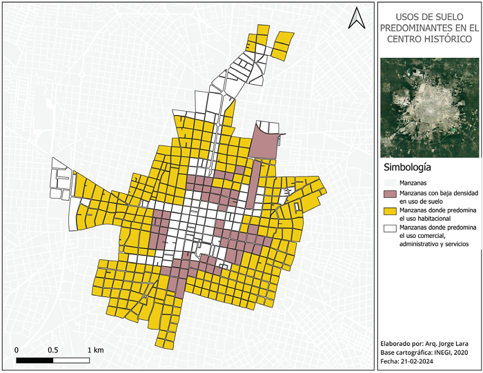 Mapa de usos de suelo predominantes en el Centro Hist�rico.