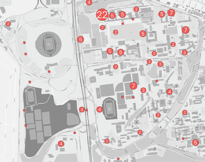 Detalle de &ldquo;Mapa de malestar&rdquo;, elaborado a partir de los resultados de los talleres del proyecto Espacios de confianza en Ciudad Universitaria.