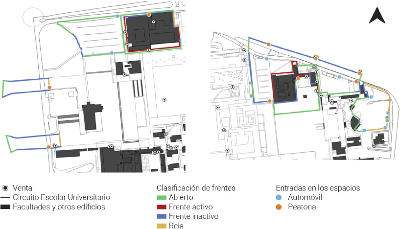 Frentes y accesos de las �reas de estudio.