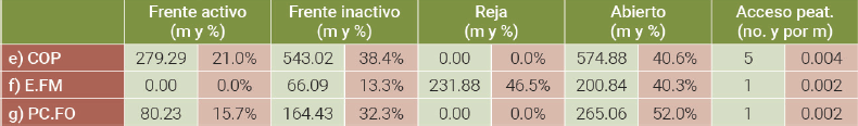 Comparativo de frentes y accesos de �reas de estudio en zona oriente.