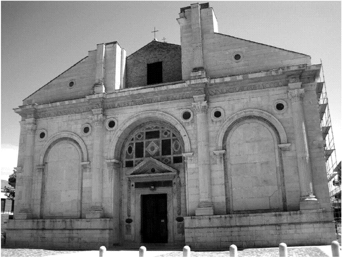 Leon Battista Alberti, Templo Malatestiano, R�mini, 1447-1450. Fachada frontal. Fotograf�a: Patricia Sol�s Rebolledo (PSR), 2015.