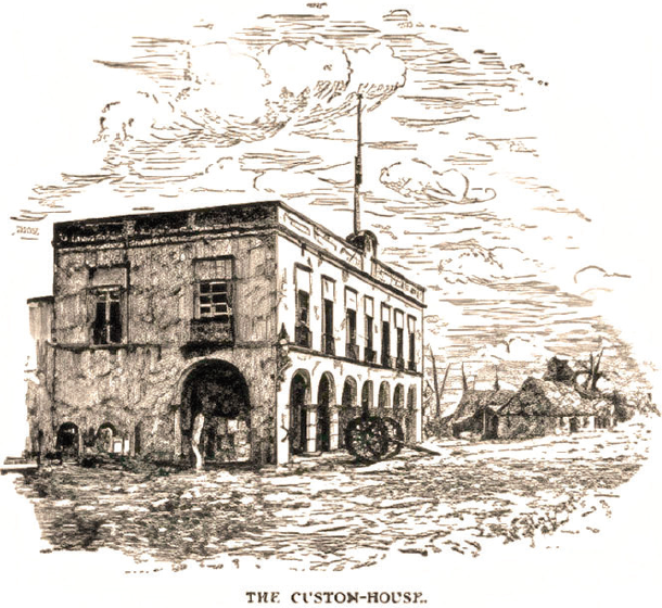 Litograf�a del edificio de la aduana mar�tima, 1871.