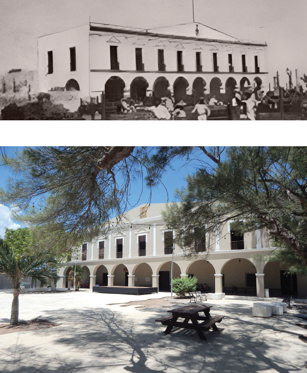 Arriba. Ampliaci�n de la aduana mar�tima de Progreso, foto probablemente de fines del siglo XIX.