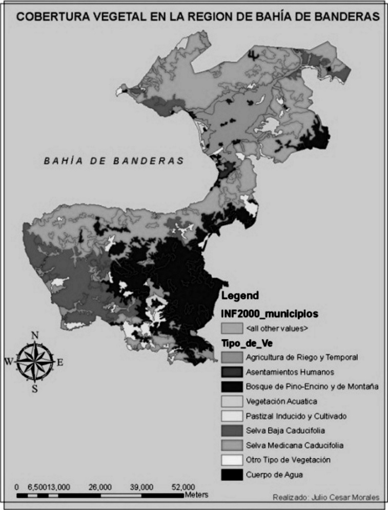 Mapa de cobertura vegetal de la región de Bahía de Banderas con información
del Inventario Forestal Nacional 2000.