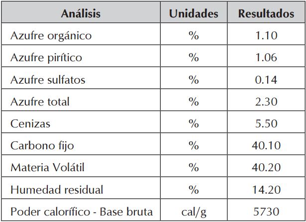 Análisis próximos y formas de azufre presentes en el carbón.