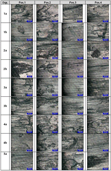 Micrografías por Microscopía óptica a 200X de la huella de desgaste de deslizamiento del SAF 2507 en tribómetro bola sobre anillo