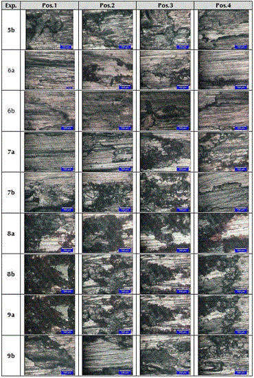 Micrografías por Microscopía óptica a 200X de la huella de desgaste de deslizamiento del SAF 2507 en tribómetro bola sobre anillo (cont…)