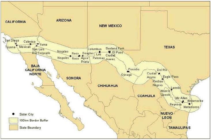 Frontera M&eacute;xico-Estados Unidos.