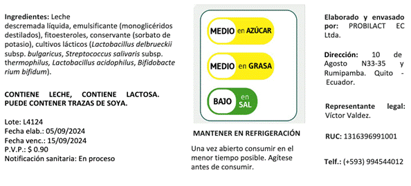 Etiquetado para el yogurt con fitoesteroles