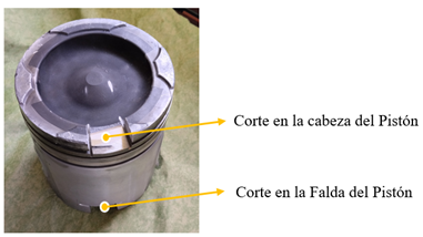 Zonas del pist�n donde se extrajeron las muestras