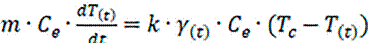 The temperature circuit model would be given by the following differential equation: