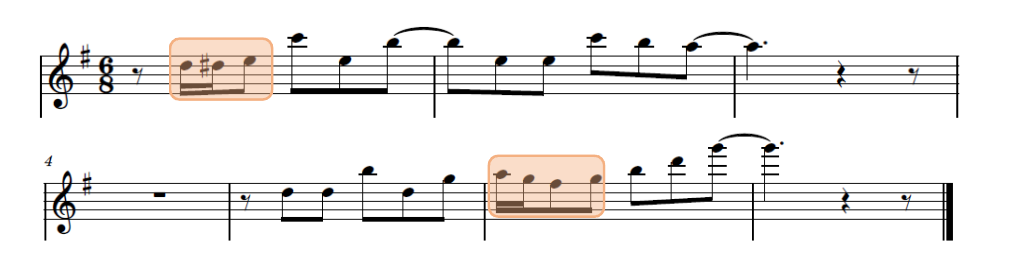 contracantos del acorde�n en el estribillo 1. Grefla simple. Transcripci�n de la autora.