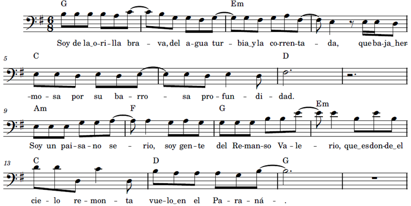 Primera estrofa. Transcripci�n de la autora.