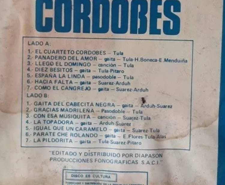 Car�tula trasera del LP �Esta es la m�sica de C�rdoba. Este es&hellip; el cuarteto Cordob�s�