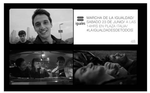 Cuatro l&aacute;minas pertenecientes a spots para internet de la Fundaci&oacute;n Iguales