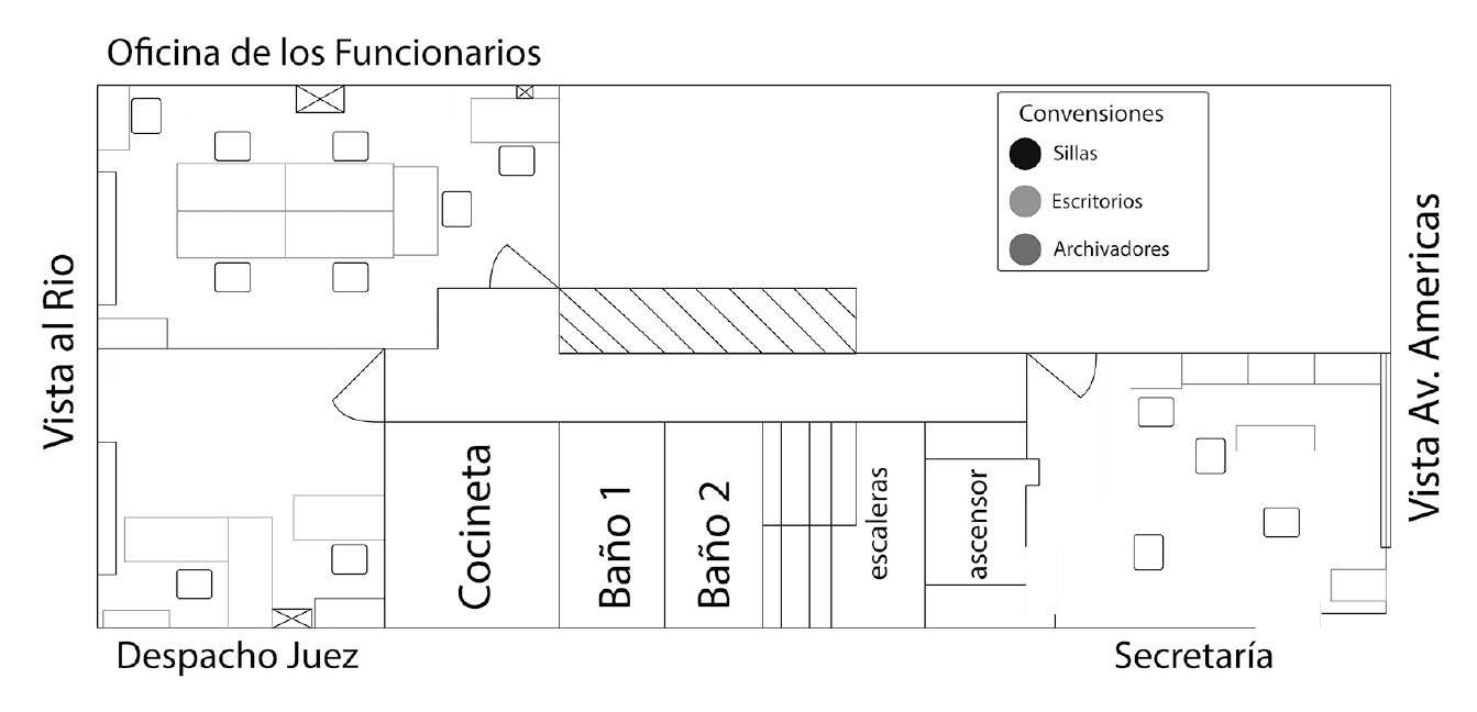 Mapa de la oficina completa
del juez Cortés