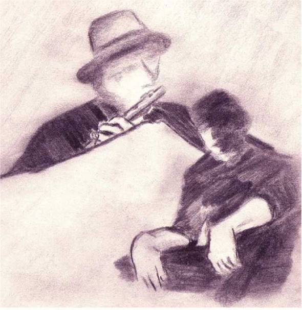 Los Mayores. Dibujo a carboncillo sobre papel bond de Franco Ceballos Rosero, 2006