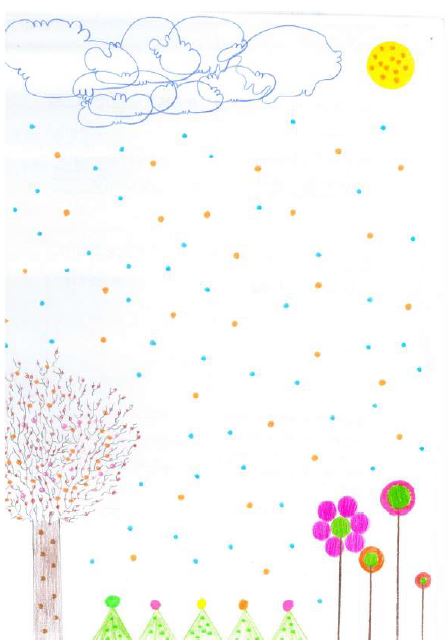 La naturaleza. Leyenda del ni&ntilde;o: &ldquo;Mi pintura es sobre la naturaleza. Pastos m&aacute;s verdes y bellas criaturas de Dios&rdquo;