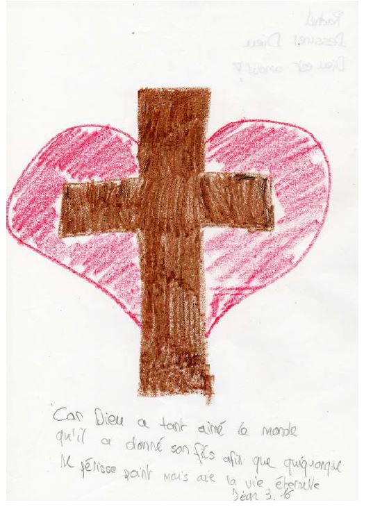 El crucifijo. Leyenda del ni&ntilde;o: &ldquo;&iexcl;Dios es amor!&rdquo;