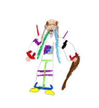 Kamis. Leyenda del ni&ntilde;o: &ldquo;Dibuj&eacute; a dios (kami) que puede mandar al dios del viento y al dios del trueno&rdquo;