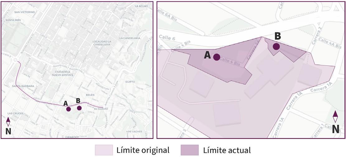 Localizaci�n del barrio Antigua F�brica de Loza (A) y de los lavaderos comunitarios (B)