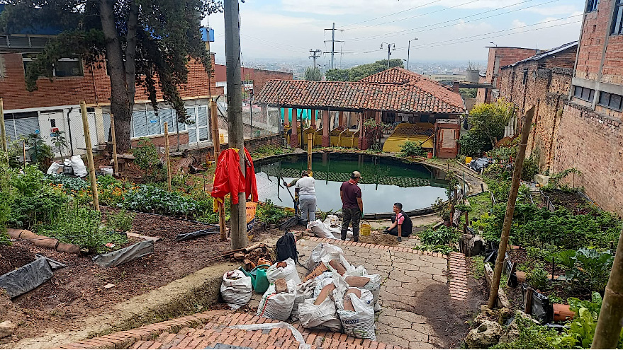 Huerta urbana con vista hacia el norte del predio