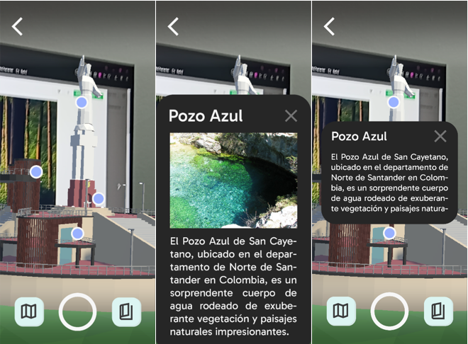 Vista AR y disposición de elementos UI.