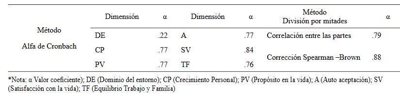 Consistencia interna de la
Escala de CV propuesta, Estudio 2